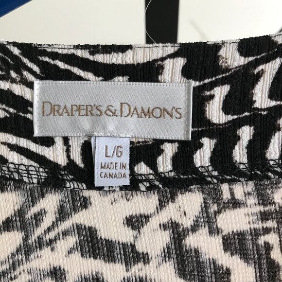 DRAPER'S & DAMON'S size L Black & Cream Print Textured Slinky Knit Jacket - Picture 4 of 4